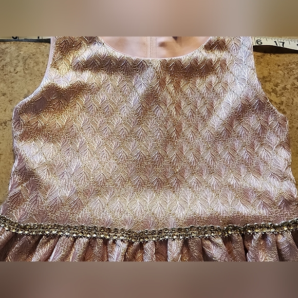 Tahari Pink and Gold Sleeveless Dress Girl's Size 4 - Picture 4 of 11
